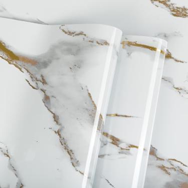 Imagem de Abyssaly Papel de parede de contato de mármore, descasque e cole papel de contato autoadesivo para bancada, armários de cozinha, banheiro, 39,9 cm x 299,7 cm