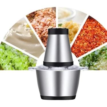 Imagem de Processador de Alimentos Elétrico Profissional 3L em Aço Inox – Potente, Silencioso e Compacto – Tritura Carnes, Legumes, Frutas e Verduras – 110V