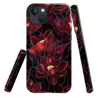 Imagem de heindiy Compatível com iPhone 14 Plus, capa brilhante, proteção total, à prova de choque, anti-arranhões, capa de TPU, capas para homem e mulher - flor de lótus vibrante