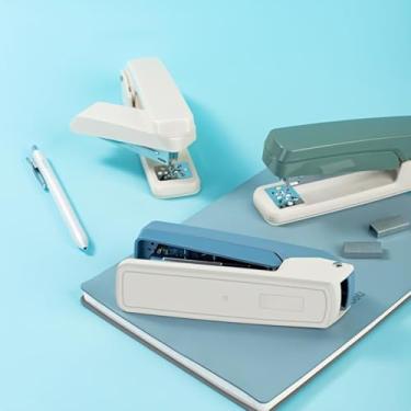 Imagem de Grampeador giratório de braço, grampeador de mesa com rotação de 360 graus, capacidade para 25 folhas - branco