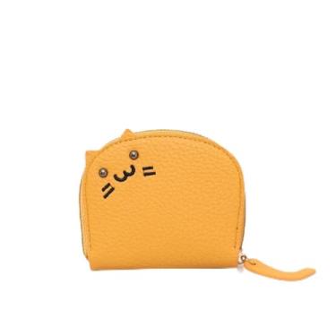 Imagem de Carteira compacta com 8 compartimentos para cartões, porta-moedas e chaveiro com zíper, Amarelo, Tendência