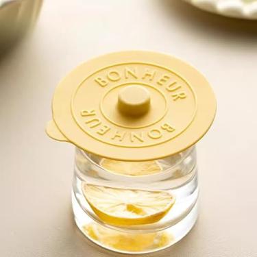 Imagem de Tampa de copo amarela à prova de silicone, reutilizável, bonita, com vedação, ventosa, canecas, à prova de poeira, à prova de vazamento, acessórios para copos (amarelo)