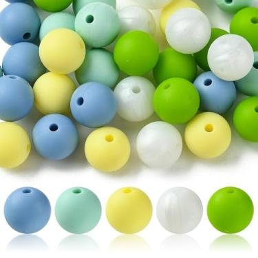 Imagem de 35 contas focais redondas de silicone 12 mm contas focais de silicone coloridas de borracha a granel para caneta com contas faça você mesmo, chaveiro, ornamento, pulseira, colar, joias, artesanato