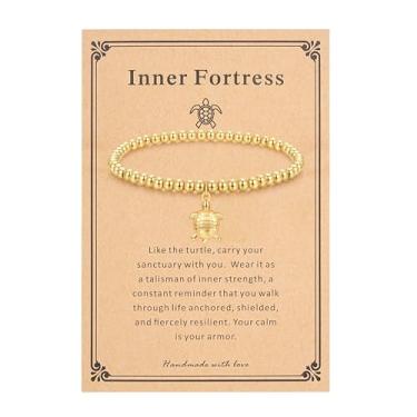 Imagem de morniface Pulseira feminina com contas banhadas a ouro 14 K, pulseira elástica com pingentes de ouro, delicada pulseira elástica feita à mão, joias de ouro modernas, presente, Medium, Aço inoxidável