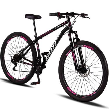 Imagem de Bicicleta Aro 29 Aço Carbono Gott Vortex 21v Com Suspensão e Freio a Disco - Preto e Rosa