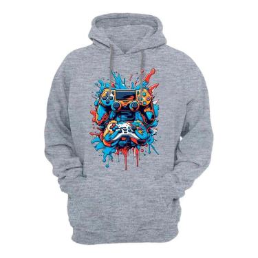 Imagem de Blusa de Frio Masculina Com Bolso Canguru Punho e Capuz Flanelada Cordao Ajustavel