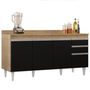 Imagem de Balcão Gabinete Para Pia Com Tampo 160cm Arkansas Castanho-preto - Lumil