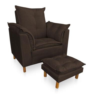 Imagem de Poltrona De Amamentação Com Puff Laura Suede - Pallazio Cor Marrom
