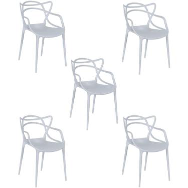 Imagem de Kit 5 Cadeiras Allegra Empilhável Com Inmetro Magazine Decor - Cinza