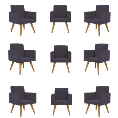 Imagem de Kit 09 Poltronas Nina Decorativa Para Recepção Balaqui Decor Cor:cinza