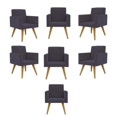 Imagem de Kit 07 Cadeiras Poltronas Decorativa - Escritório - Recepção Cor:cinza