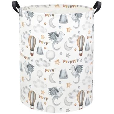 Imagem de TIBAOLOVER Cesto de lavanderia infantil cesto de armazenamento de brinquedos para decoração de quarto de meninos, cesto de berçário, cestas de presente para quarto de banho (dinossauro voador)