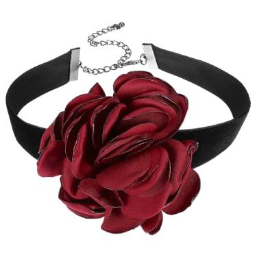 Imagem de PATIKIL Colar de gargantilhas de rosas para mulheres, gargantilhas de flores, acessórios modernos de veludo ajustável, One Size, Algodão, Âmbar