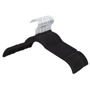 Imagem de ManGotree Cabides de veludo para mulheres, cabides de terno com ranhura no ombro, cabide antiderrapante para casacos, regatas, camisas, blusas, shorts (pacote com 22, preto)