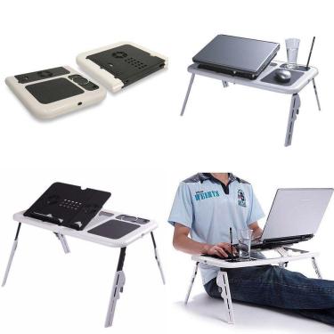 Imagem de Mesa Notebook Com 2 Coolers Usb Dobrável Cama Sofa E-table Tmt