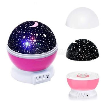 Imagem de Luminária Projetor Abajur Estrelas Galáxia Projeção Céu Rosa