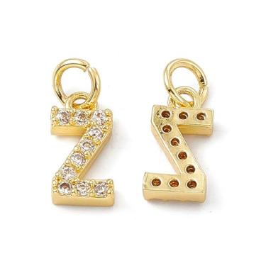 Imagem de Ipotkitt 5 peças de pingentes de zircônia cúbica de latão dourado com letra Z com anel de salto, pingentes de letras do alfabeto para fazer joias faça você mesmo, pulseira, colar, brincos, artesanato