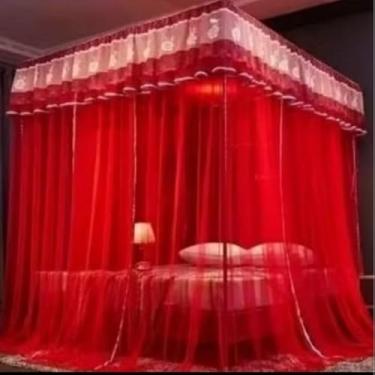 Imagem de Mosquiteiro Palácio com Armação | Cama Casal/Box/Queen | Renda Premium(vermelho)