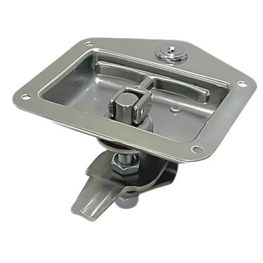 Imagem de Fecho Fechadura Trava Alça Inox Baú Furgão Maleiro Chave