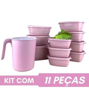 Imagem de Conjunto 10 Potes 1 Jarra Marmita Organizador Plasticos Alimento Dia a