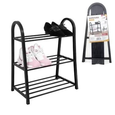 Imagem de Sapateira Organizadora Estante Industrial Prateleira Porta Sapatos Tenis 3 Andares Rack 9 Pares Lavanderia Quarto Closet