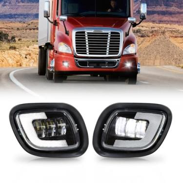 Imagem de OPP ULITE Faróis de neblina LED para Freightliner Cascadia 2008-2017, com anel de halo de LED, 36W/PC branco frio, substituição de farol de neblina Plug N Play, pacote com 2 peças