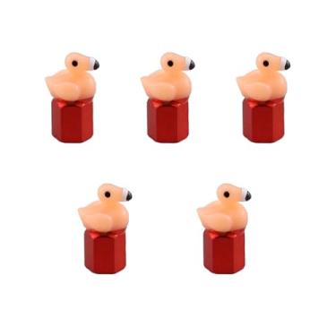 Imagem de Tampas de haste de válvula de flamingo mini pato, tampas de válvula de pneu, figuras de animais quentes, capa de borracha (pacote com 5) universal para carro, caminhão, SUV, motocicleta, bicicleta