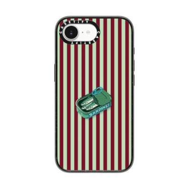 Imagem de CASETiFY Capa Impact para iPhone 16e [4X testada contra quedas de grau militar/proteção contra quedas de 2,5 metros/compatível com Magsafe] - Sardinha bordada - preto transparente