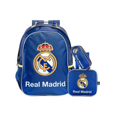 Imagem de Kit Escolar Real Madrid Mochila Costas + Lancheira + Estojo