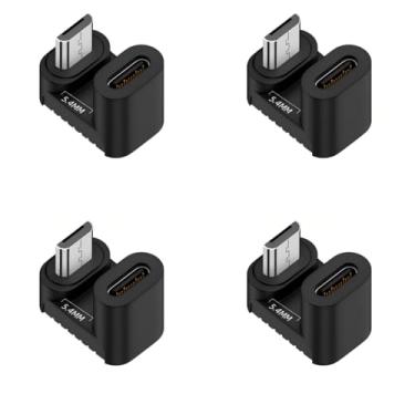 Imagem de chenyang Pacote com 4 adaptadores USB C para micro USB, micro USB macho para USB C fêmea 180 graus, adaptador de conector conversor, compatível com sincronização de dados de carregamento