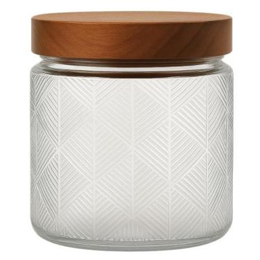 Imagem de Pote de Vidro Hermético com Tampa de Madeira Acácia 550ml - Le Bianco