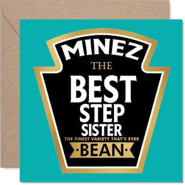 Imagem de Stuff4 Cartão de aniversário Step Sister - Ever Bean - Cartão de feliz aniversário para irmã passo do irmão irmão, 5,7 polegadas estilo etiqueta do produto cartões comemorativos aniversário