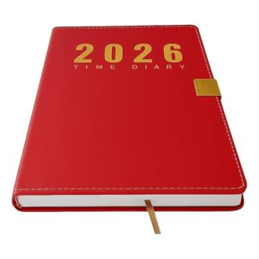 Imagem de Agenda 2026 Executiva Diária Couro Anual Planner 344 Folhas Adequado para trabalho e estudo(VERMELHO)