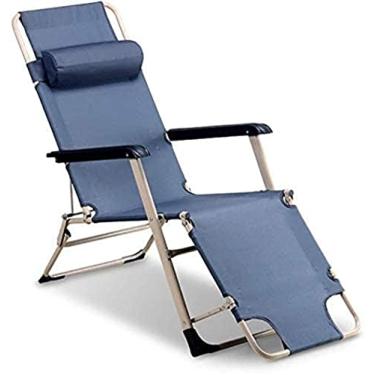 Imagem de YYBOES Poltrona, espreguiçadeira, cadeira de lazer com travesseiros, cadeira de jardim reclinável, espreguiçadeiras, metal, dobrável, para escritório, cama dobrável, para jardim, ao ar livre, cadeira