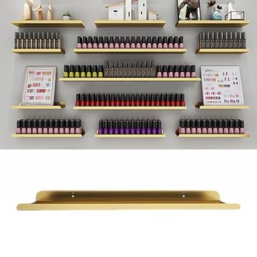 Imagem de uhyOHF Prateleira de esmalte para parede, organizador de esmalte de metal, suporte de parede, organizador de armazenamento de perfume de batom para nail techs (Glod-120 cm (47 1/4
