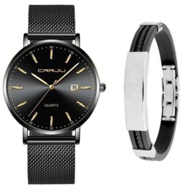 Imagem de Relógio Masculino Social Ultra Fino De Luxo + Pulseira Metal-Masculino