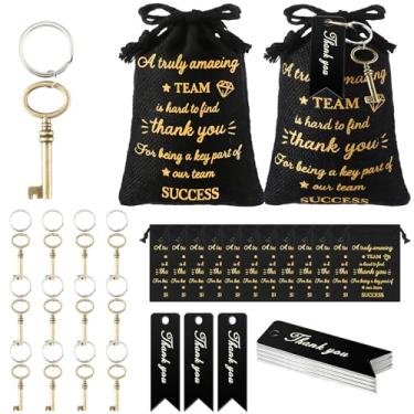 Imagem de Shinylin 36 peças de presentes de agradecimento de funcionários de Natal a granel time agradecimento sacos de presente com cordão com chave de esqueleto abridor de garrafa chaveiro e etiquetas de