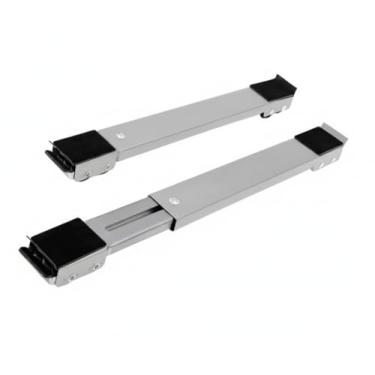 Imagem de Suporte com Rodinhas Ajustável para Geladeira Fogão Máquina de Lavar Móveis Pesados até 200kgs Estrutura Reforçada Portátil Deslizante com Trava Silencioso Durável Facilita Limpeza (PRATA)