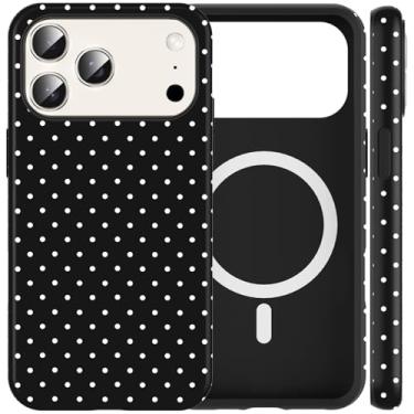 Imagem de Cinysnt Capa de telefone fofa de bolinhas para iPhone 17 Pro capa magnética de 6,3 polegadas, compatível com Magsafe, estampa estética moderna design feminino capa rígida PC à prova de choque macio