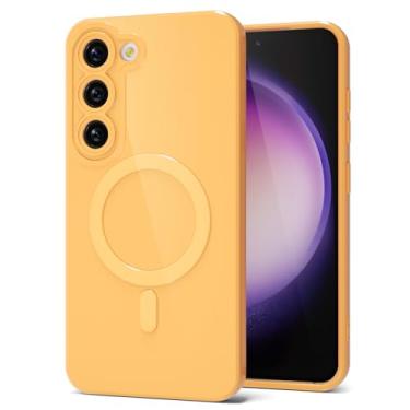 Imagem de Svanove Capa para celular Samsung Galaxy S23 de silicone magnética, compatível com Magsafe capa fofa para mulheres, feminina brilhante gelatina de borracha fina de plástico rígido e proteção para