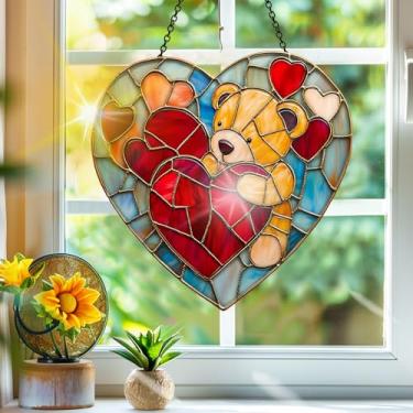 Imagem de Apanhador de sol de acrílico colorido, apanhadores de sol, decoração de janela suspensa de urso do dia dos namorados, arte de parede de arco-íris, para varanda, interior e exterior, jardim, enfeites