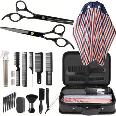 Imagem de Kit de corte de cabelo Barberplan, 22 unidades com bolsa, tesoura, cap
