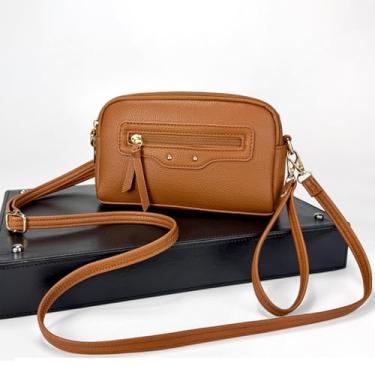 Imagem de Bolsas transversais modernas para mulheres bolsas de ombro de couro vegano, Marrom, Bolsas transversais