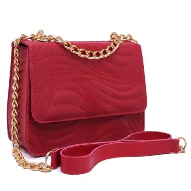 Imagem de Bolsa Feminina Pequena Alça De Corrente Transversal (Vermelho)