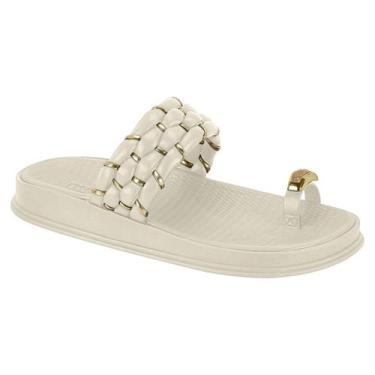Imagem de Sandália Rasteira Feminina Moleca, Branco off, 37