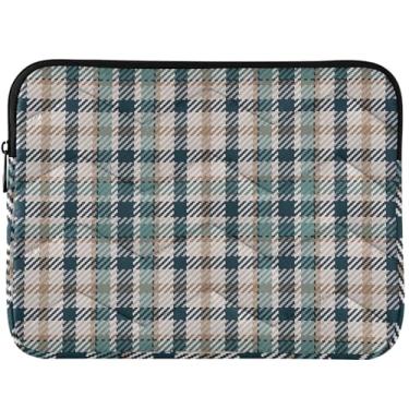 Imagem de Capa protetora para notebook personalizada verde xadrez escocês fofo capa protetora para notebook elegante capa universal para laptop de 13 polegadas