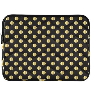 Imagem de Capas de laptop pretas douradas de bolinhas universais para notebook de 33 a 14 polegadas, capas fofas para computador para MacBook Pro de 14 polegadas