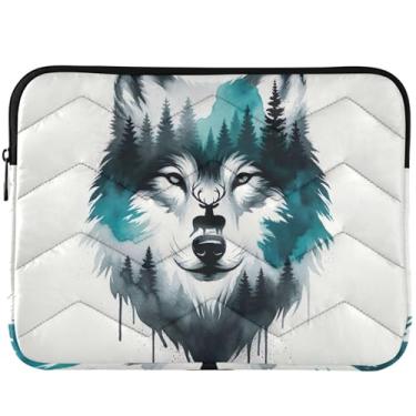 Imagem de Capa para notebook aquarela lobo veado bonito capa para notebook capa para MacBook capa acolchoada para laptop 13 polegadas 13-14 polegadas universal