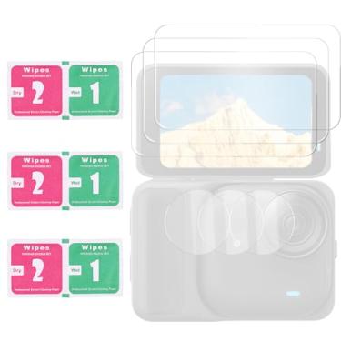 Imagem de 3 Protetores de Lente para Insta360 Go Ultra, HD Vidro Temperado Formato Redondo e Retangular Antirriscos Sem Bolhas para Instalação na Insta360 Go Ultra