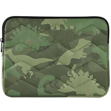 Imagem de Capas para laptop personalizadas de dinossauro cáqui exército camuflagem fofa para MacBook Air 13 polegadas capa acolchoada para notebook capa universal 13-14 polegadas